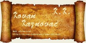Kovan Kaznovac vizit kartica